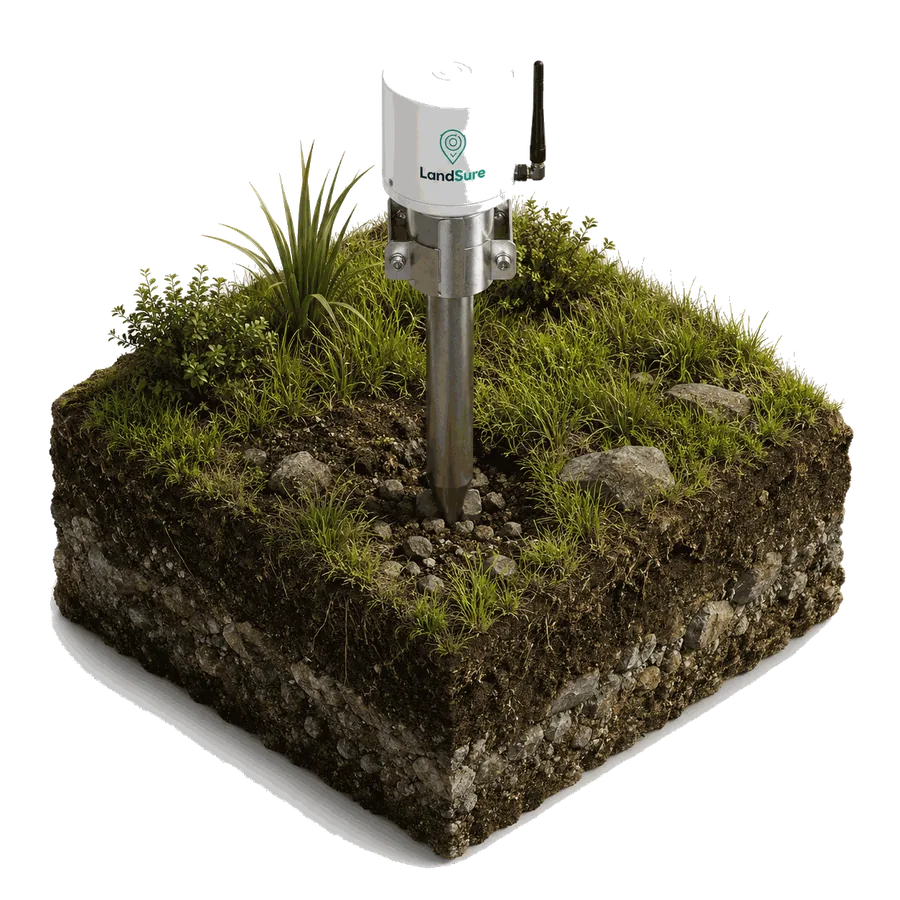 LandSure wireless tilt sensor installed in ground