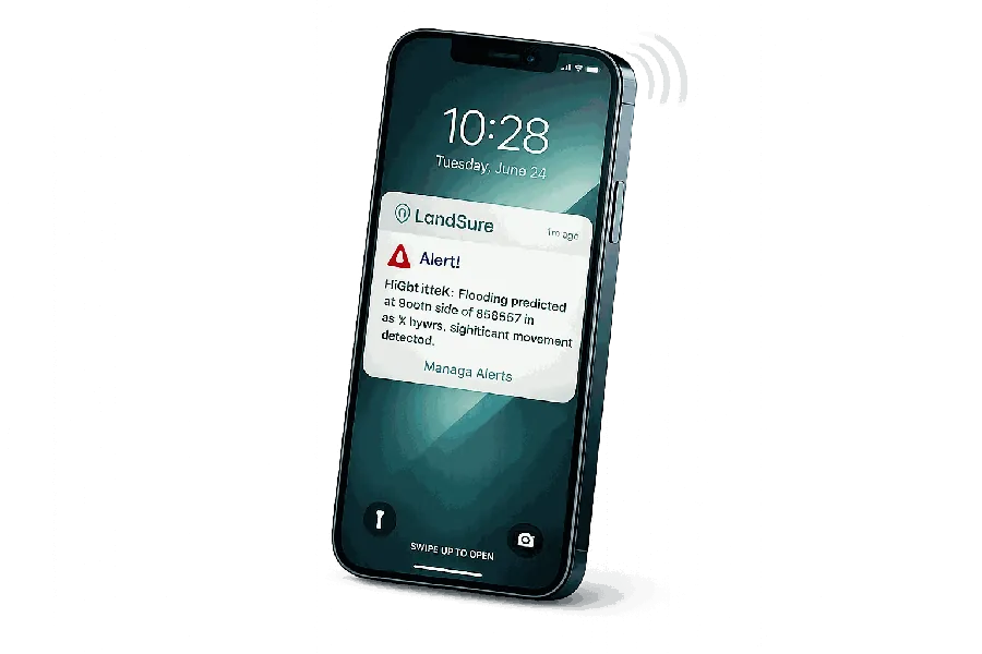 High-risk flood alert displayed on a smartphone